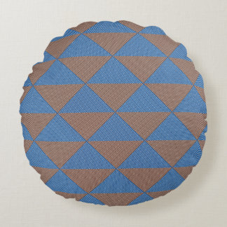 Blue and Brown Geometric Diamond Pattern | Modern  ラウンドクッション