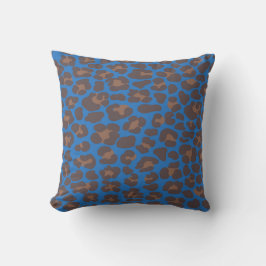 Blue and Brown Leopard Print Outdoor Pillow | Mode アウトドアクッション