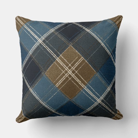 Blue And Brown Plaid クッション (裏面)