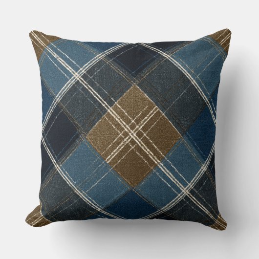 Blue And Brown Plaid クッション (正面)
