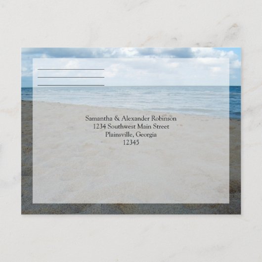 Blue and Brown Sands ~ビーチ結婚式RSVP返信 インビテーションポストカード (裏面)