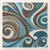 Blue and Brown Swirl ガラスコースター (正面)