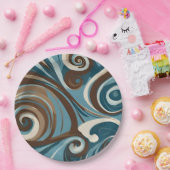 Blue and Brown Swirl ペーパープレート (パーティー)