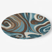 Blue and Brown Swirl ペーパープレート (アングル)