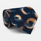 Blue and Brown Swirl Circle on Dark Background ネクタイ (ロール)