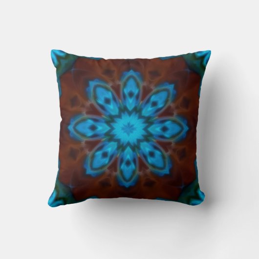 Blue and Brown Throw Pillow クッション (裏面)