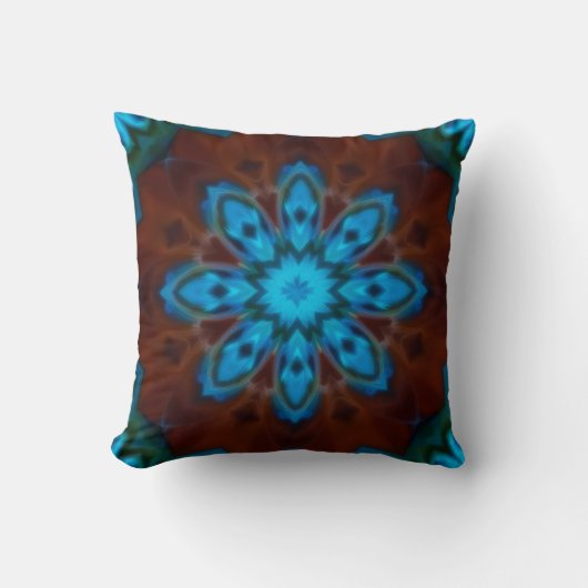 Blue and Brown Throw Pillow クッション (正面)
