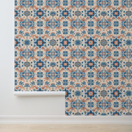 Blue and Coral Floral Medley 壁紙