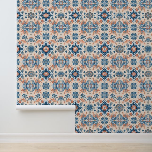 Blue and Coral Floral Medley 壁紙 (アプリケーション)