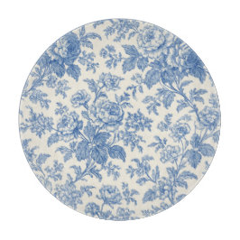 Blue and Cream Floral Toile de Jouy カッティングボード