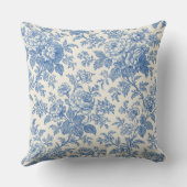 Blue and Cream Floral Toile de Jouy クッション (裏面)