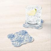 Blue and Cream Floral Toile de Jouy ペーパーコースター (インサイチュ)