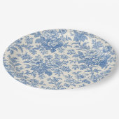 Blue and Cream Floral Toile de Jouy ペーパープレート (アングル)