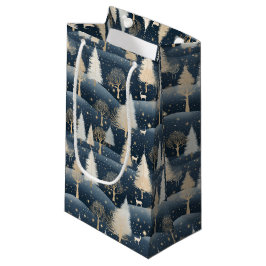 Blue and Cream Snowy Fields  スモールペーパーバッグ