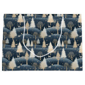 Blue and Cream Snowy Fields  ラージペーパーバッグ (正面)