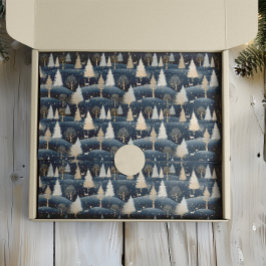 Blue and Cream Snowy Fields  薄葉紙