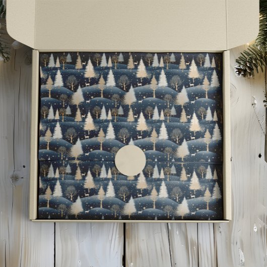 Blue and Cream Snowy Fields  薄葉紙