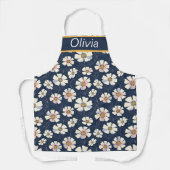 Blue and Floral Pattern エプロン (正面)