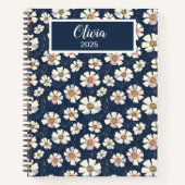 Blue and Floral Pattern ノートブック (正面)