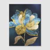 Blue and Gold Abstract Flower with Textured Petals (正面)
