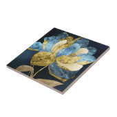 Blue and Gold Abstract Flower with Textured Petals タイル (側面)