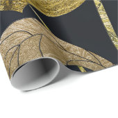 Blue and Gold Abstract Flower with Textured Petals ラッピングペーパー (ロールコーナー)