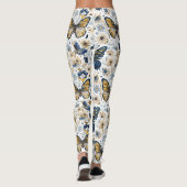 Blue and Gold Butterfly Floral Women’s Leggings レギンス (裏面)