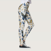 Blue and Gold Butterfly Floral Women’s Leggings レギンス (右)