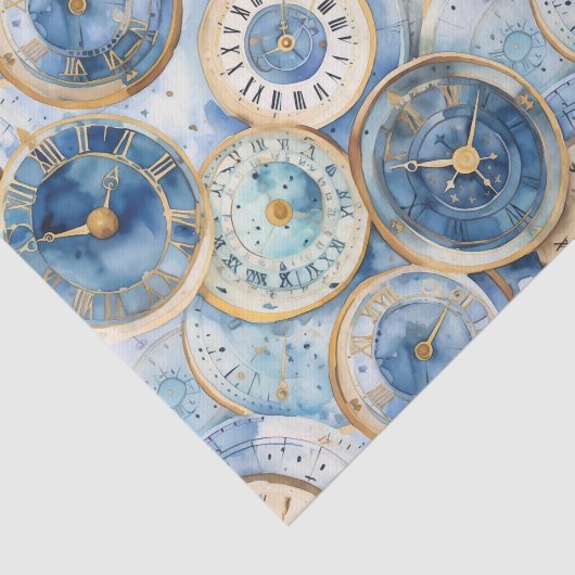 Blue and Gold Clock Pattern 薄葉紙 (詳細)
