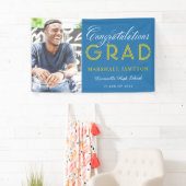 Blue and Gold Congratulations Graduation Photo 横断幕 (インサイチュ)
