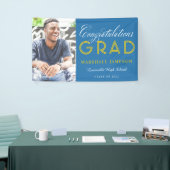 Blue and Gold Congratulations Graduation Photo 横断幕 (トレードショー)