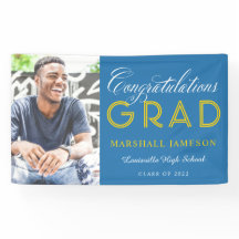 Blue and Gold Congratulations Graduation Photo