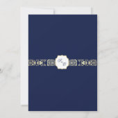 Blue and Gold Damask Wedding Invitation 招待状 (裏面)