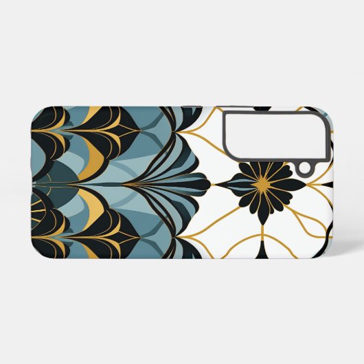 Blue and Gold Deco Fan Samsung Galaxy Case Galaxyケース (裏面横)