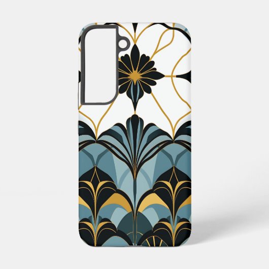 Blue and Gold Deco Fan Samsung Galaxy Case Samsung Galaxyケース (裏面)