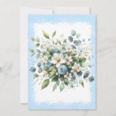 Blue and Gold Elegant Floral Rustic Watercolor 招待状 (裏面)