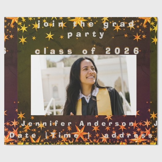 blue and gold elegant invitation ラッピングペーパー (フラット)