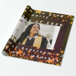 blue and gold elegant invitation ラッピングペーパー