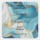 Blue and gold foil dropper bottle label スクエアシール (正面)