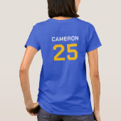 Blue and Gold Football Player Jersey Number Tシャツ (裏面)