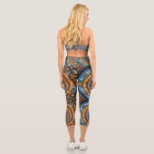blue and gold fractal swirl capri leggings カプリレギンス (裏面)