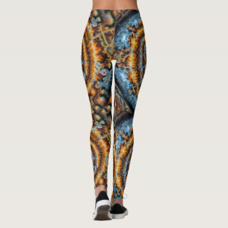 blue and gold fractal swirl leggings2 レギンス