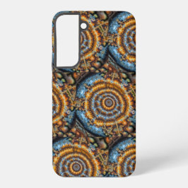blue and gold fractal swirl samsung galaxy s22+ケース