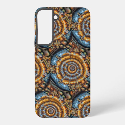 blue and gold fractal swirl samsung galaxyケース (裏面)