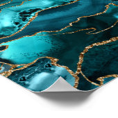 Blue and Gold Glitter Agate ポスター (角)