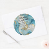 Blue and Gold Glitter Body Butter Jar Label ラウンドシール (封筒)