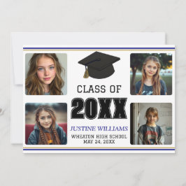 Blue and Gold Graduation Announcement 案内状
