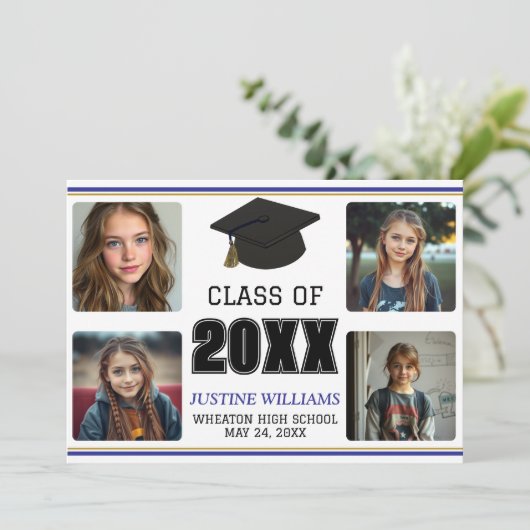 Blue and Gold Graduation  Announcement 案内状 (スタンド正面)