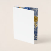 Blue and Gold Luxury Floral Wedding Invitation  箔カード (正面)