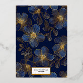 Blue and Gold Luxury Floral Wedding Invitation 箔招待状 (裏面)